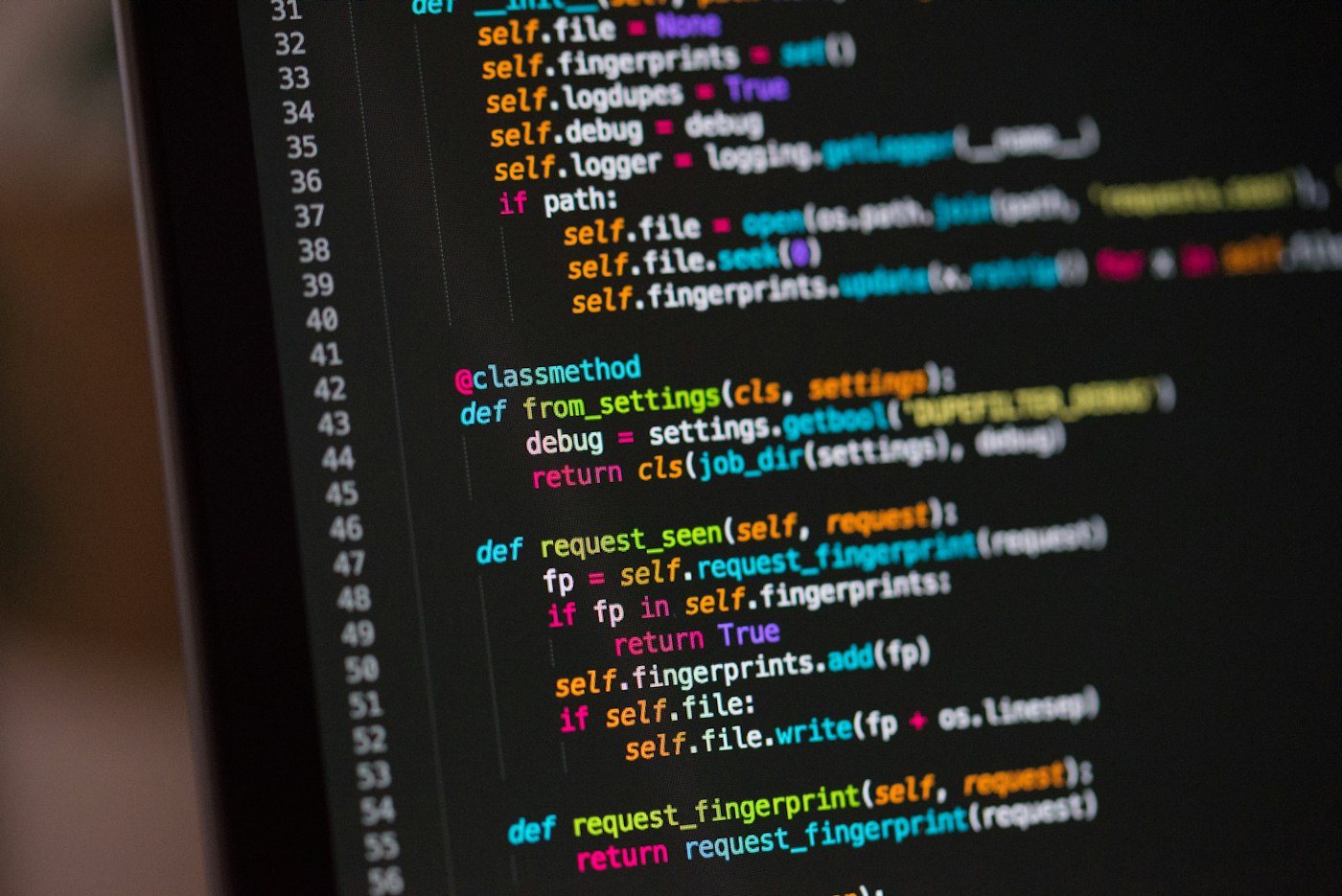 Software code displayed on a computer screen