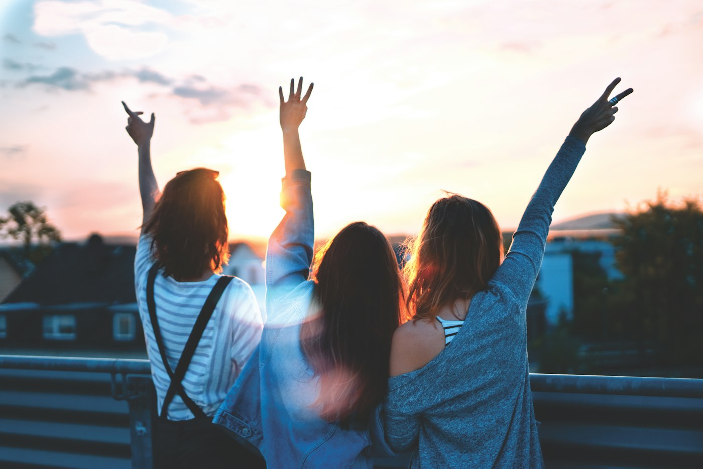 Friends enjoying a sunset together